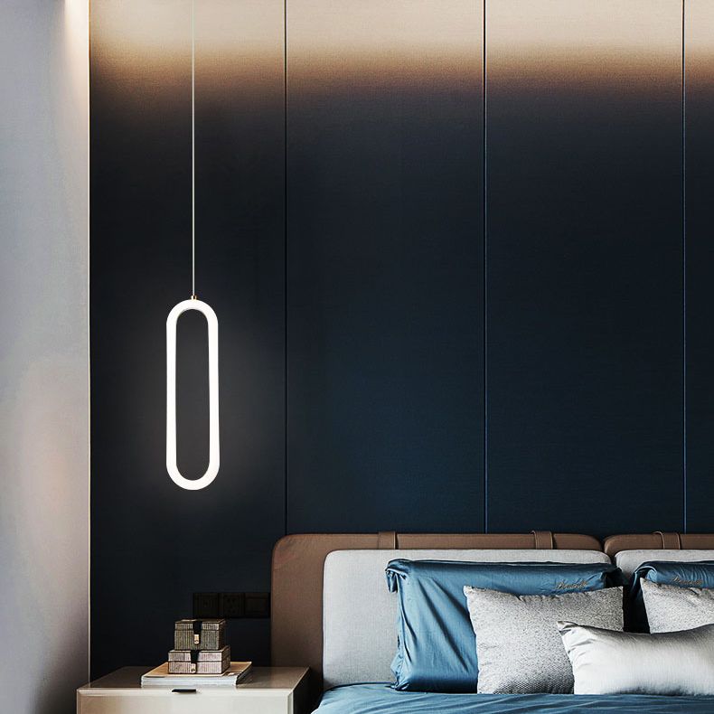 Metal Oblong Pendant Ceiling Light Simplicity Style LED Gold Ceiling Suspension Lamp