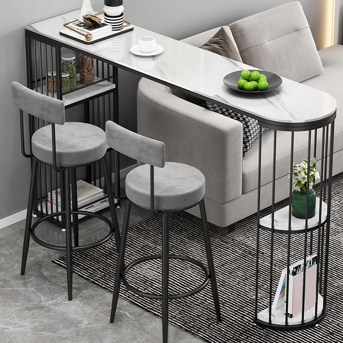 White Stone Bar Table Set 1/2/3 Pcs Free Form Bar Table with Armless Bar Stools