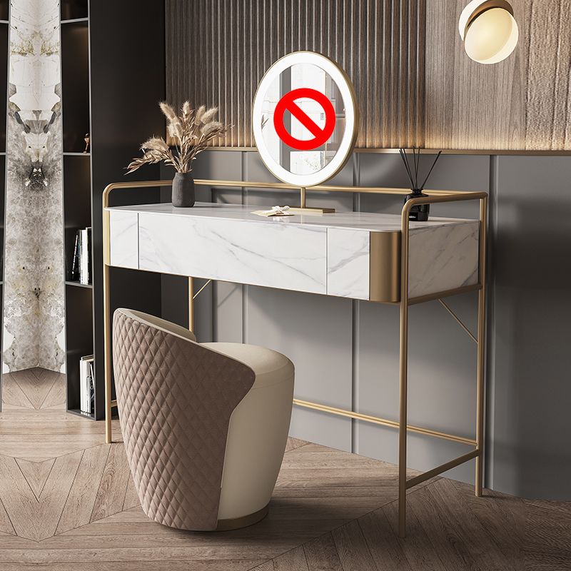 1 Storage Drawer Make-up Vanity Metal and Stone Dressing Table