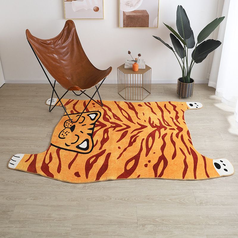 Brown Modern Carpet Polyester Tiger Carpet Non-Slip Backing Carpet for Living Room