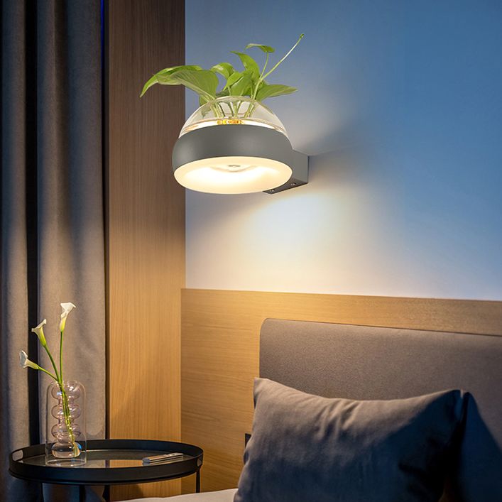 Modern Creative Plant Wall Sconce Light Glass Pot with Acrylic LED Wall Mount Lamp