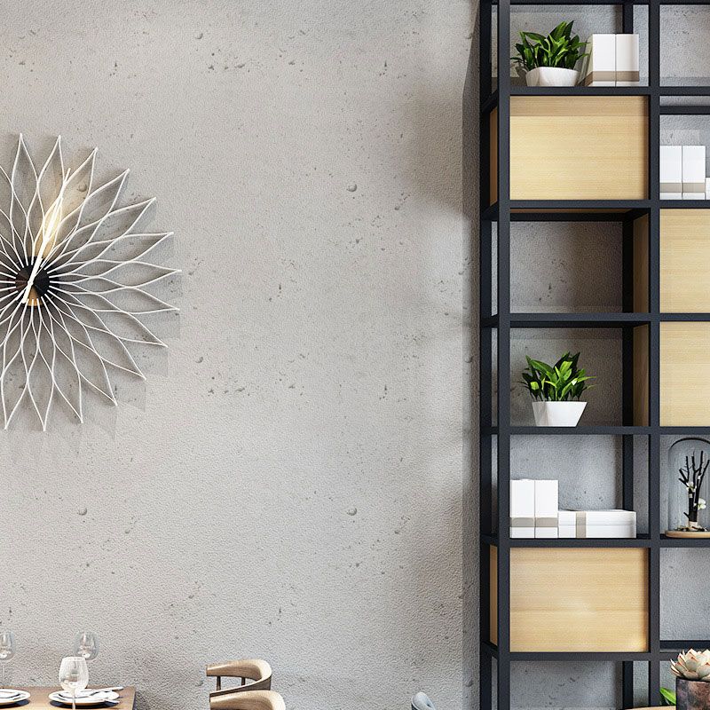 Coffee Shop Wallpaper Industrial Grey Cement Wall Covering, Non-Pasted