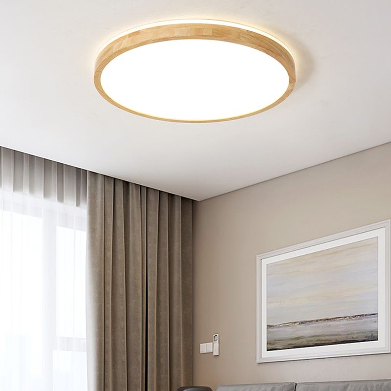 Plafoniera moderna a LED in legno con montaggio a incasso rotondo