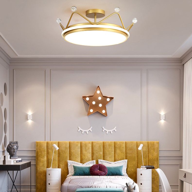 Couronne moderne semi-luminaire de plafond luminaire en métal LED CHAMBRE SEMI FUX MONT ÉCLAIR