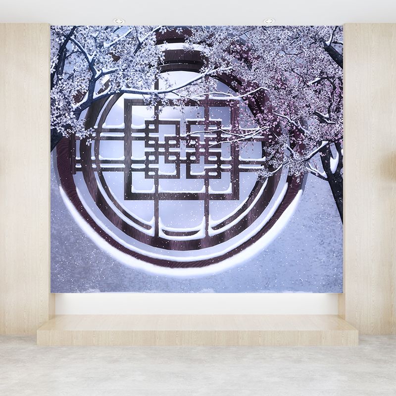 Big Winter Flowers View Mural Wallpaper Decorative Contemporary Dining Room Wall Art