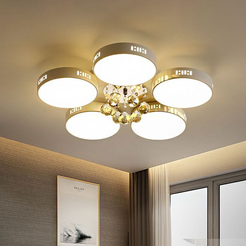 Lampada da soffitto circolare in cristallo Orb Contemporaneo 22 "/31.5" W LED Camera da letto a incasso luce in bianco