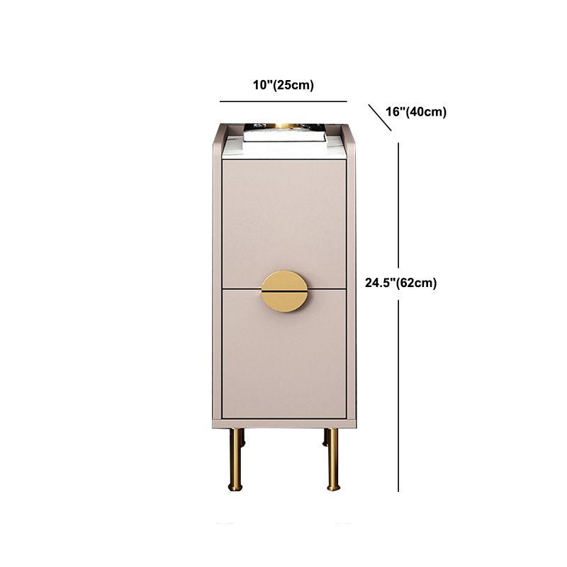 Glam Stone Top Bed Nightstand 2-Drawer Imitation Wood Legs Included Night Table