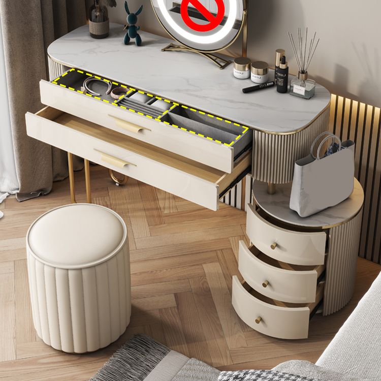 Stone Top Makeup Vanity Metal and Engineered Wood Dressing Table