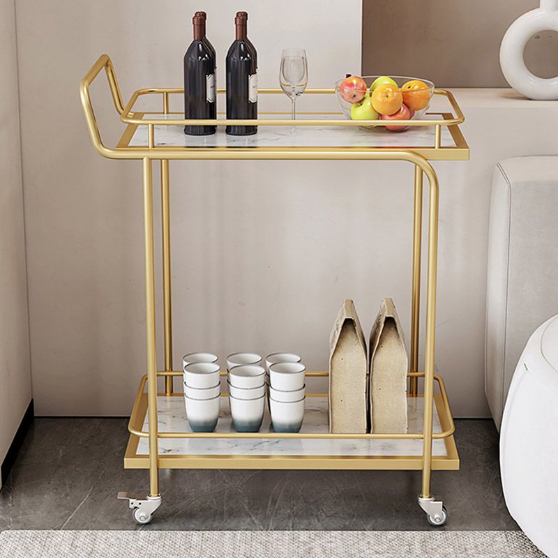 Modern Open Storage Prep Table Rectangular Rolling Kitchen Trolley