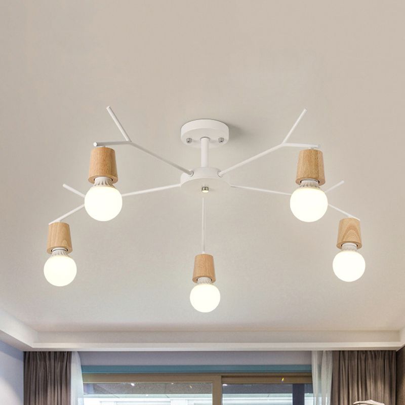 Branch Shape Living Room Chandelier Metal Multi Heads Nordic Stylish Pendant Light