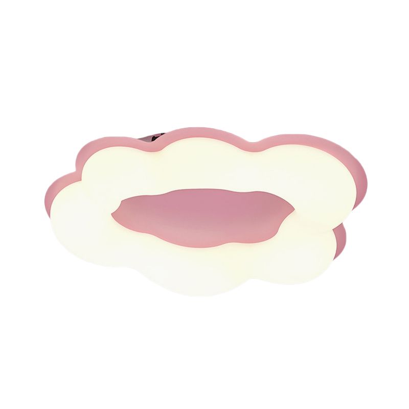 LED Bedroom Flushmount Light Nordic Style Pink/Blue Finish Ceiling Fixture with Cloud Acrylic Shade