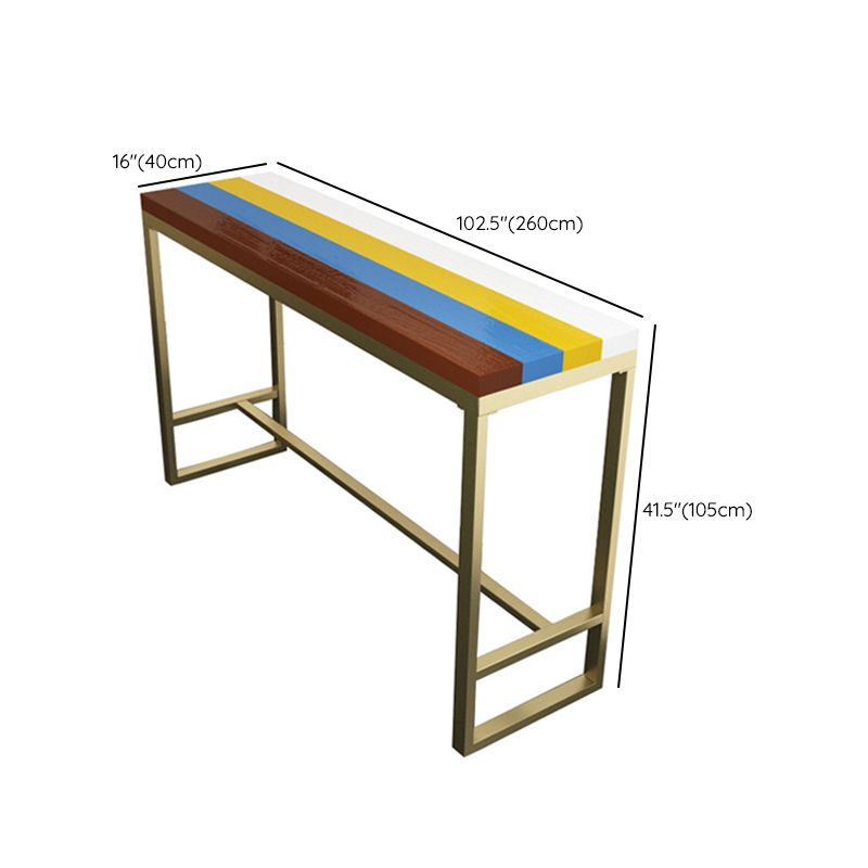 Glam Style Rectangle Bar Table Fixed Bar Dining Table with Footrest