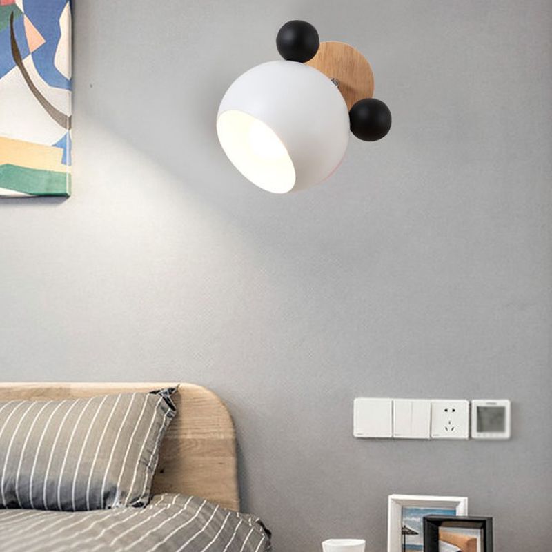 Nordic Metall Wall Light 6 "breite Makkaronwandleuchten mit Holz für Wohnzimmer