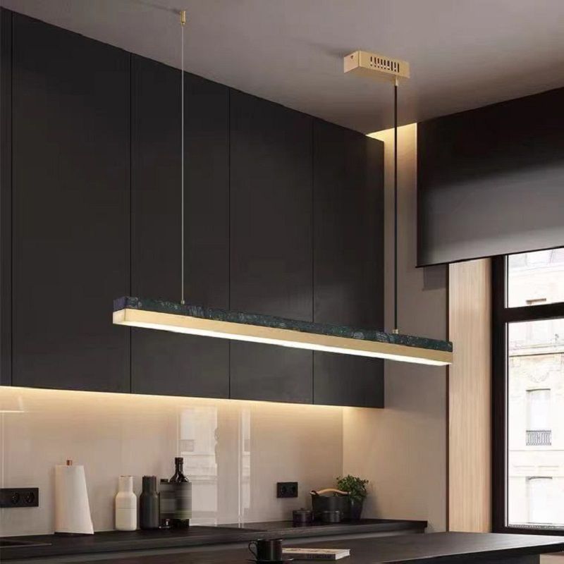 Modern Style Linear Hanging Pendant Light Metal One Light Pendant Light Fixture