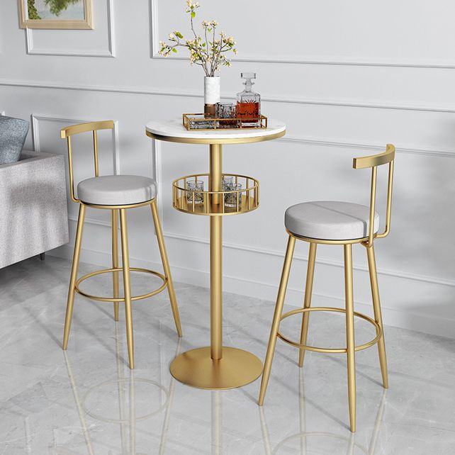 Glam Metal Upholstered Barstool Indoor Bar Stool with Iron Legs