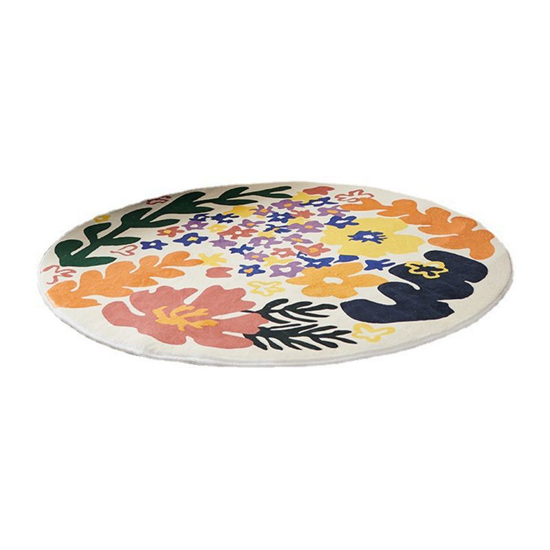 Flower Round Rug Indoor Rug Friendly Non-Slip Machine Washable Carpet for Home