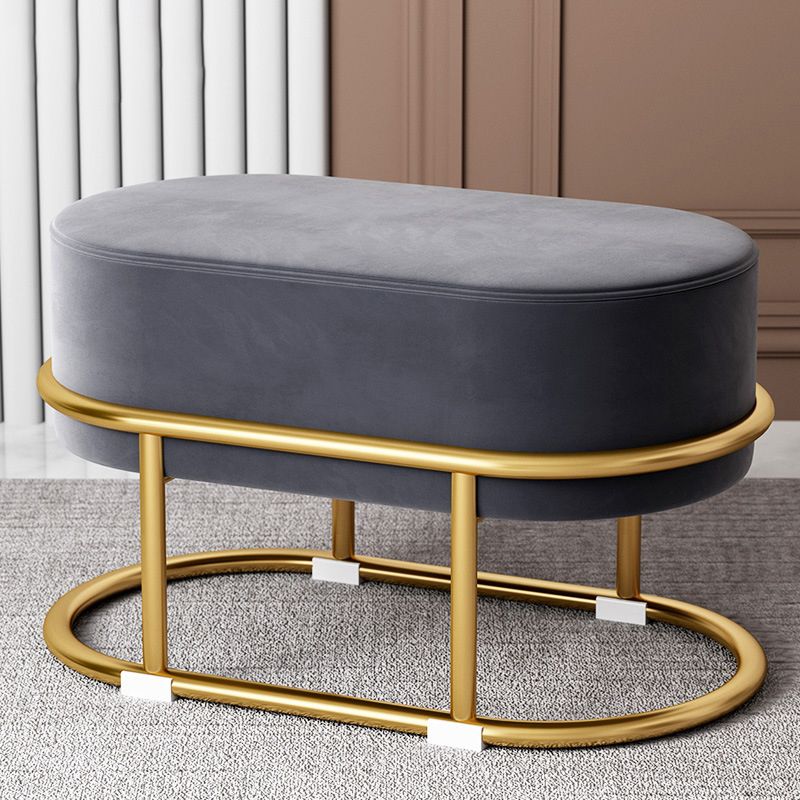 Glam Velvet Boucle Pouf Plain Oval Metal Frame Tear Resistant Ottoman Footrest