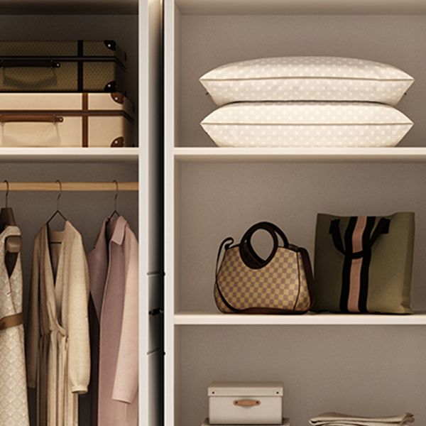 White Engineered Wood Wardrobe Armoire Hinged Wardrobe Closet