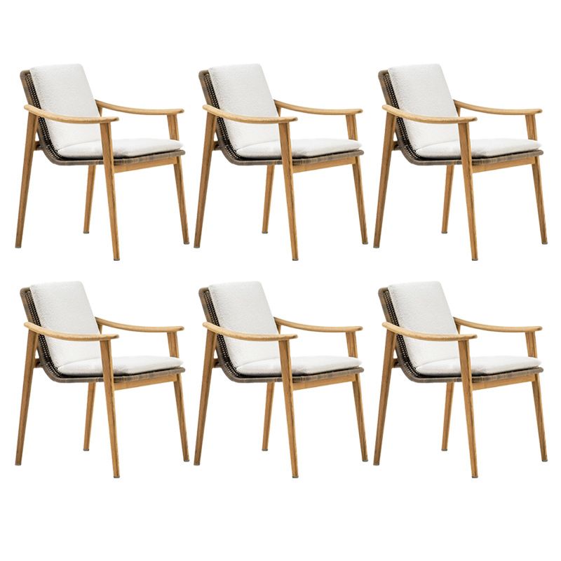 Contemporary Patio Dining Armchair with Water Repellent Finish Cushion in White