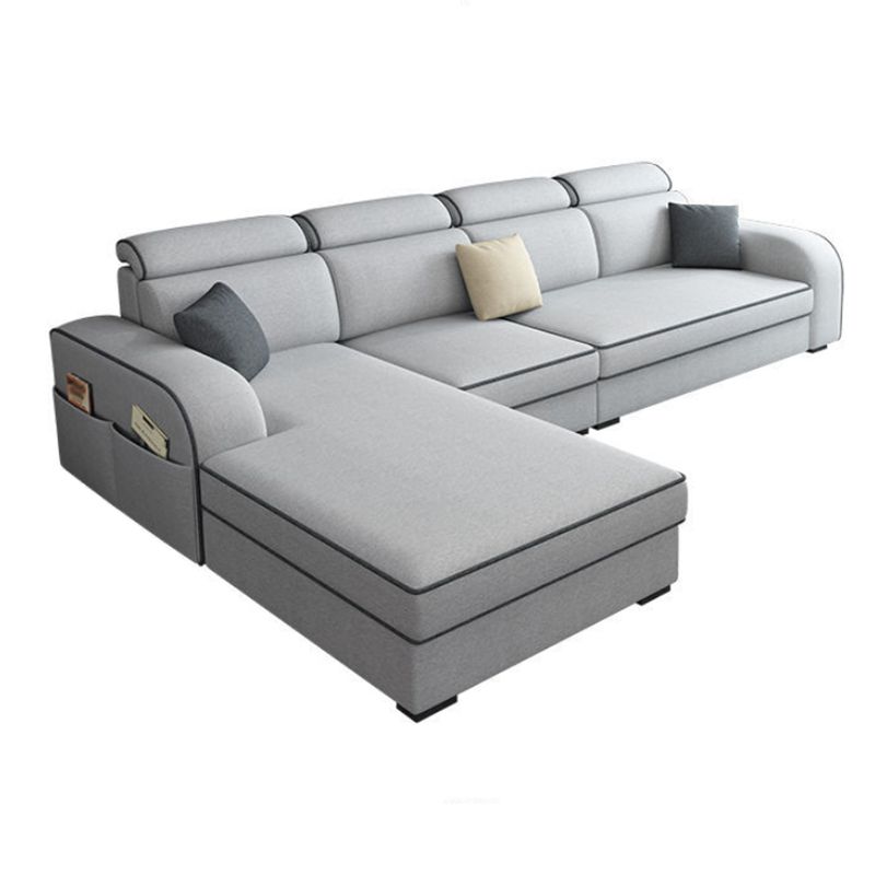 Cotton Blend Square Arm Sofa & Chaise for Living Room with storage