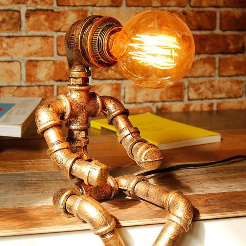 1 tête de chevet de tête Robot Robot Robot Iron Night-tands Éclairage en bronze pour café