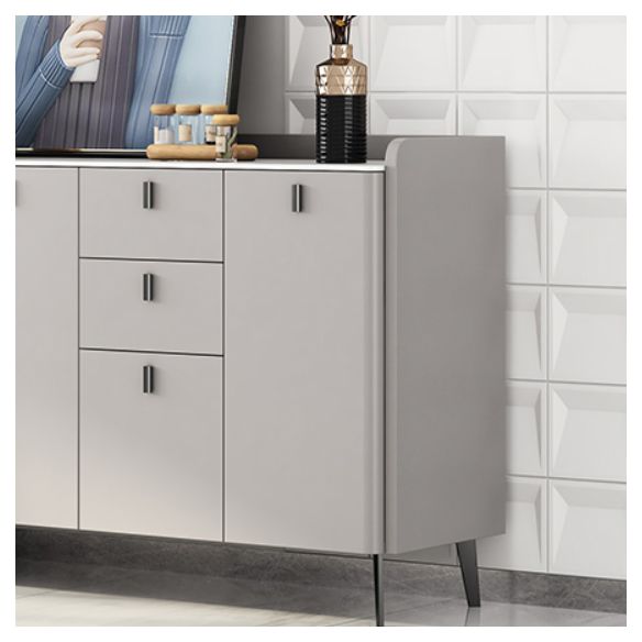 Contemporary Dining Server with Drawers Gray Sideboard Table