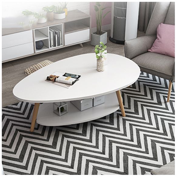Minimalistic Single Coffee Table Wood Contemporary Cocktail Table with Shelf