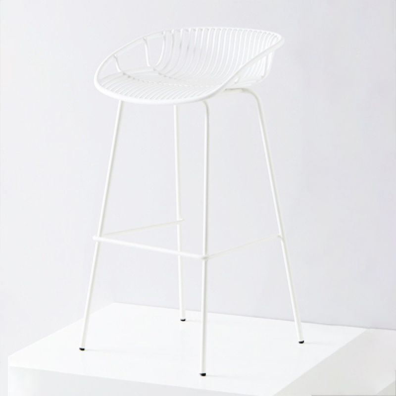 Contemporary Metal Barstool Plastic Stool in Matte Finish for Indoor
