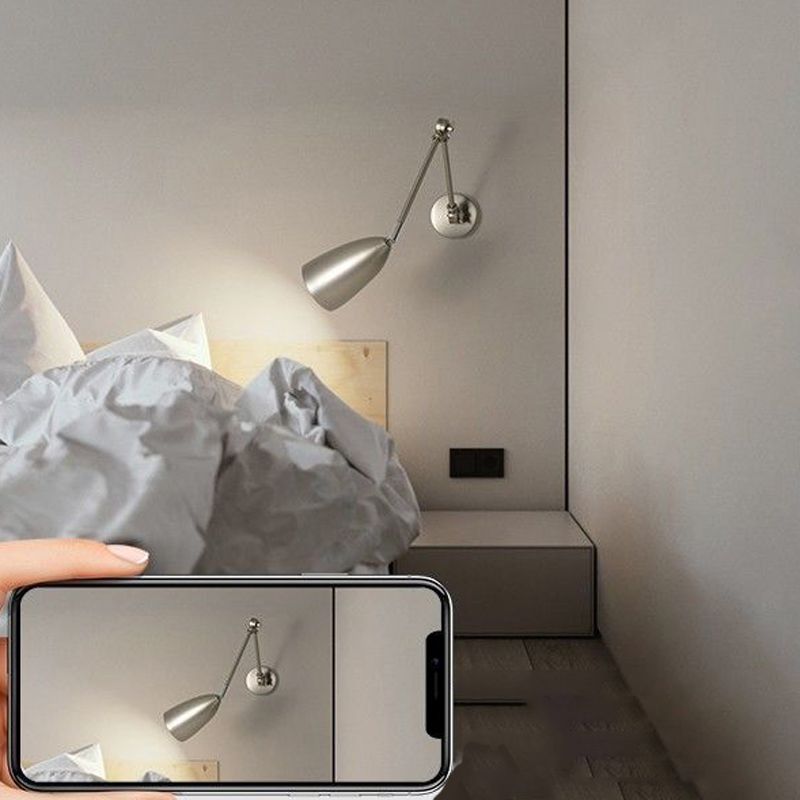 Contemporary Wall Light Metallic Wall Light Sconce with Adjustable Arm