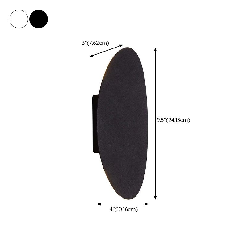Oval Shape Wall Lamp Modern Style Metal 2 Lights Wall Light in White/Black