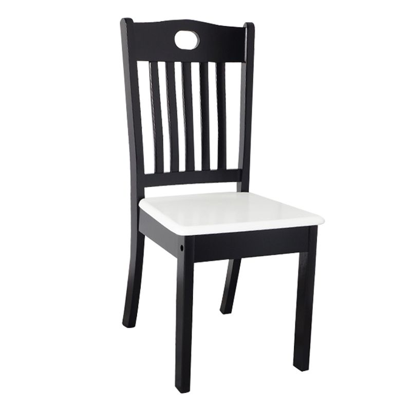 Inicio Sillas de comedor sin brazos Silla lateral con respaldo de listones y patas de madera (juego de 2)