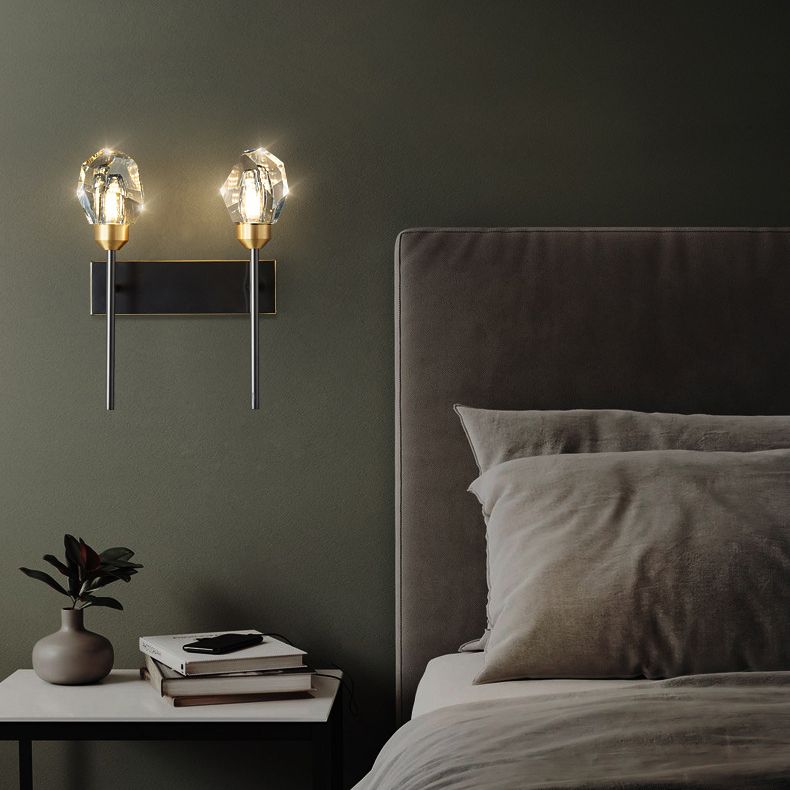 Schwarzsteinförmige Leuchtenleuchte Einfachheitstil Kristallwandhalterung Leuchte Leuchte