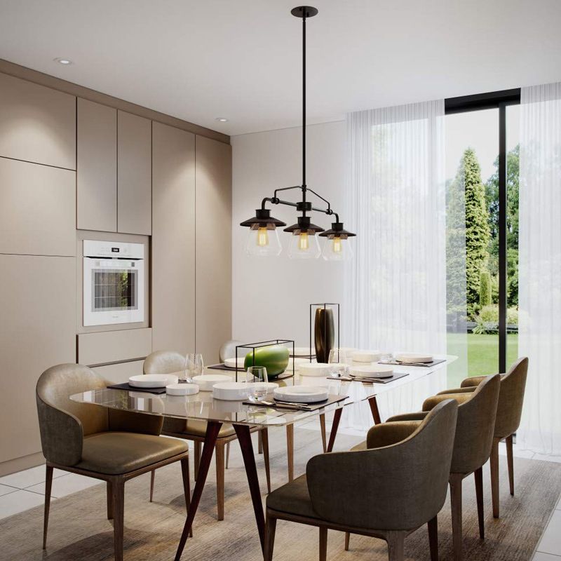 Modern 3-Light Black Island Lighting Design for Dining Room