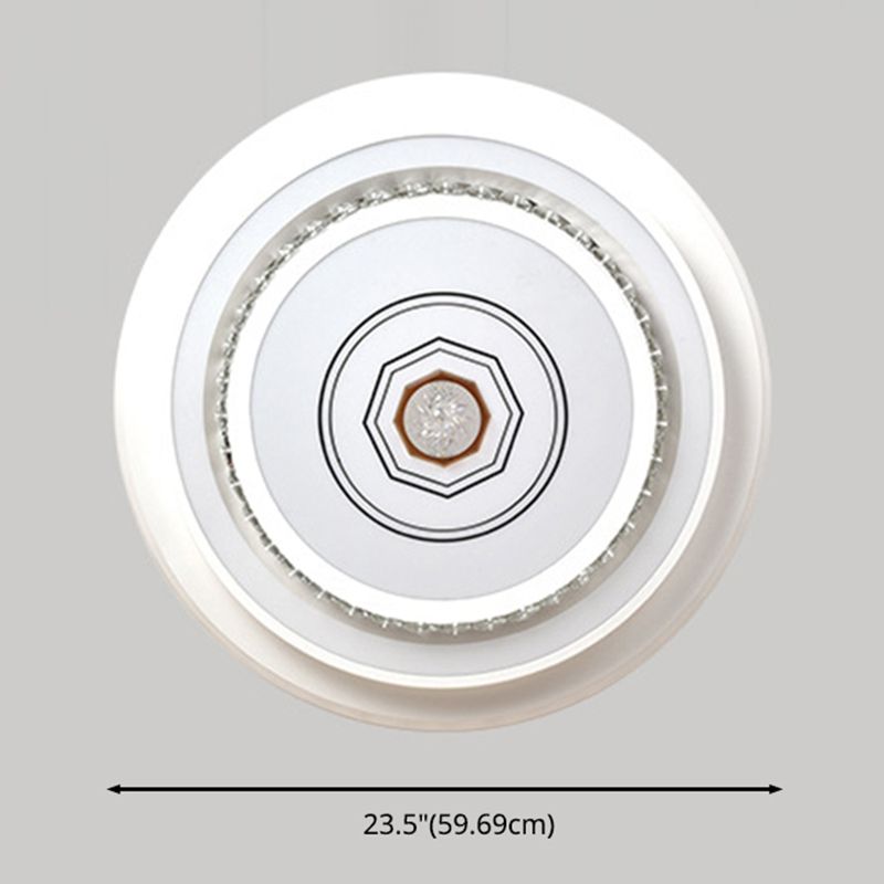 Modern Geometric Ceiling Flush Light Crystal Encrusted Bedroom LED Flushmount in White