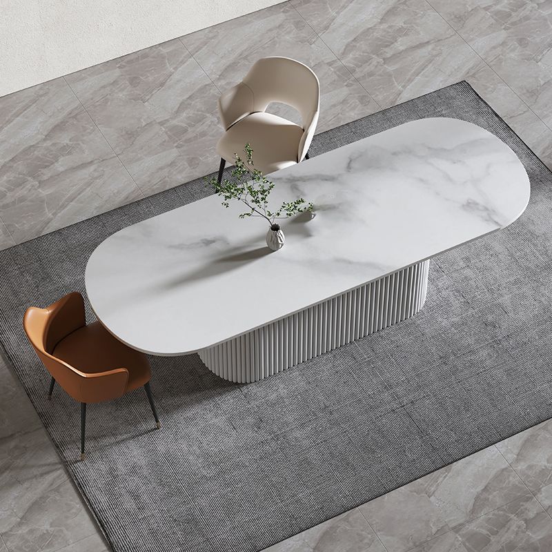 29.25-inch Height Modern Office Desk Stone Oval Writing Desk