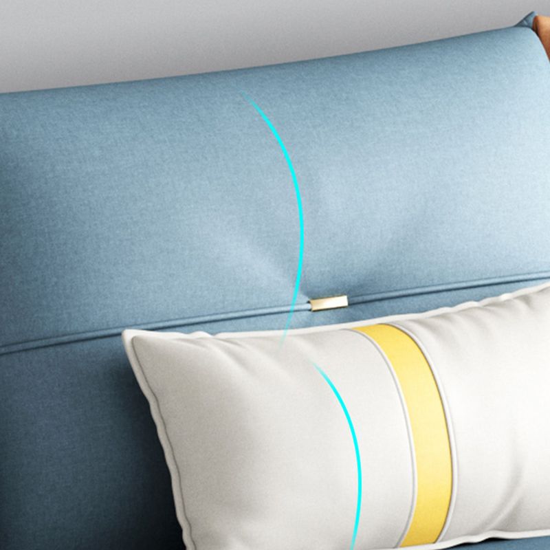 Modern Faux Leather Sofa with Bolster Pillows for Living Room