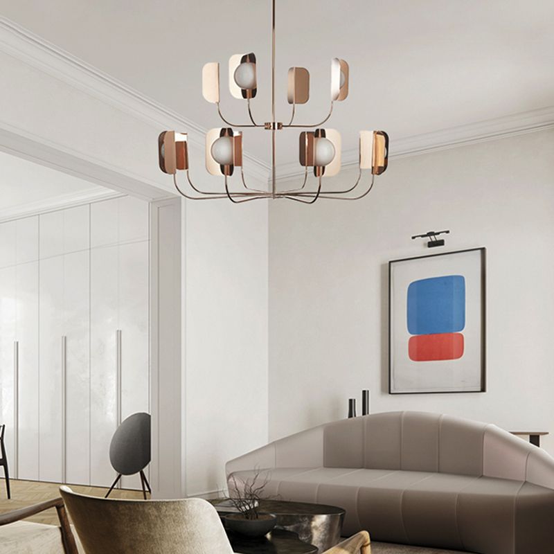 Nordic Style Metal Chandelier Branch Brown Pendant Lamps for Living Room