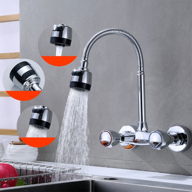 Modern Bridge Faucet Brass Knob Handle Swivel Spout Wall Mounted Pot Filler Faucet
