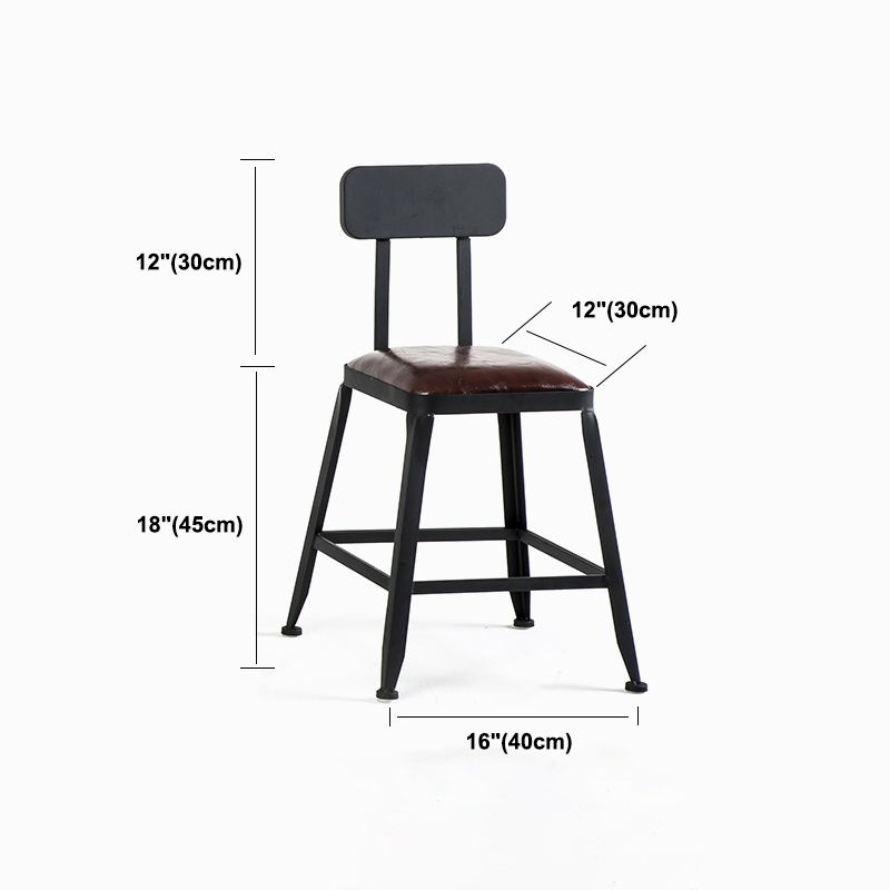 Dining Room Industrial Style Leather Barstool Iron 4 Legs Bar Stool with Pedal