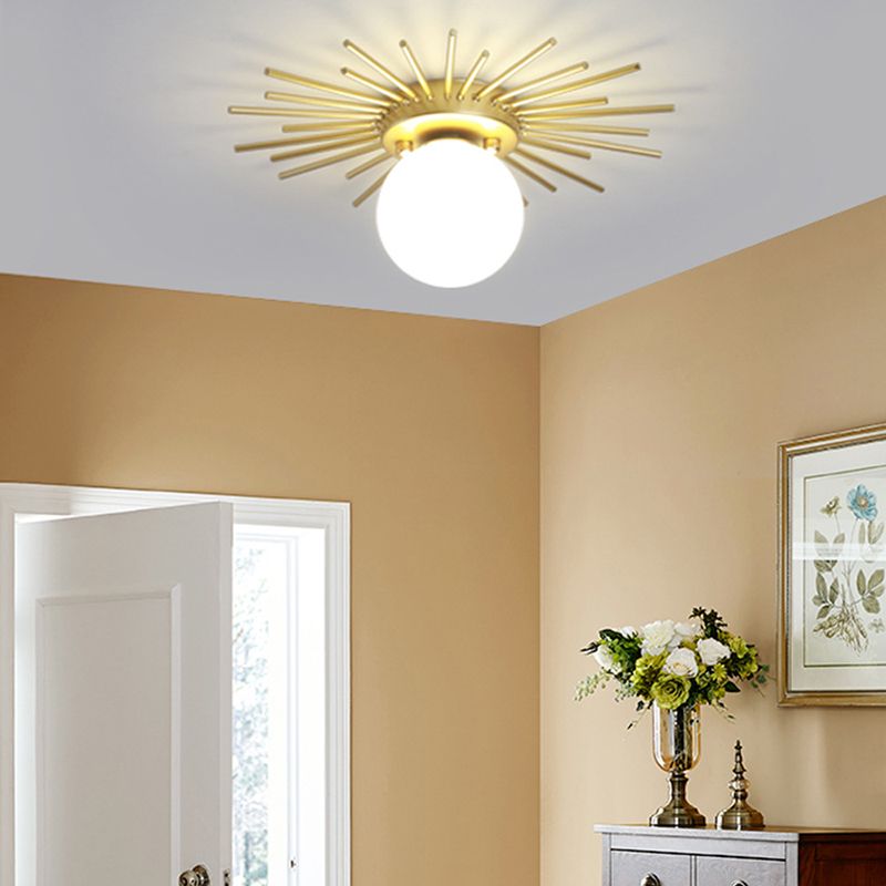 Plafonnier encastré sphérique doré, luminaire de plafond en verre de Style nordique