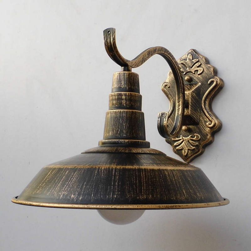 Iron Gooseneck Sconce Lighting Fixtures Industrial 1-Light Wall Light Shade