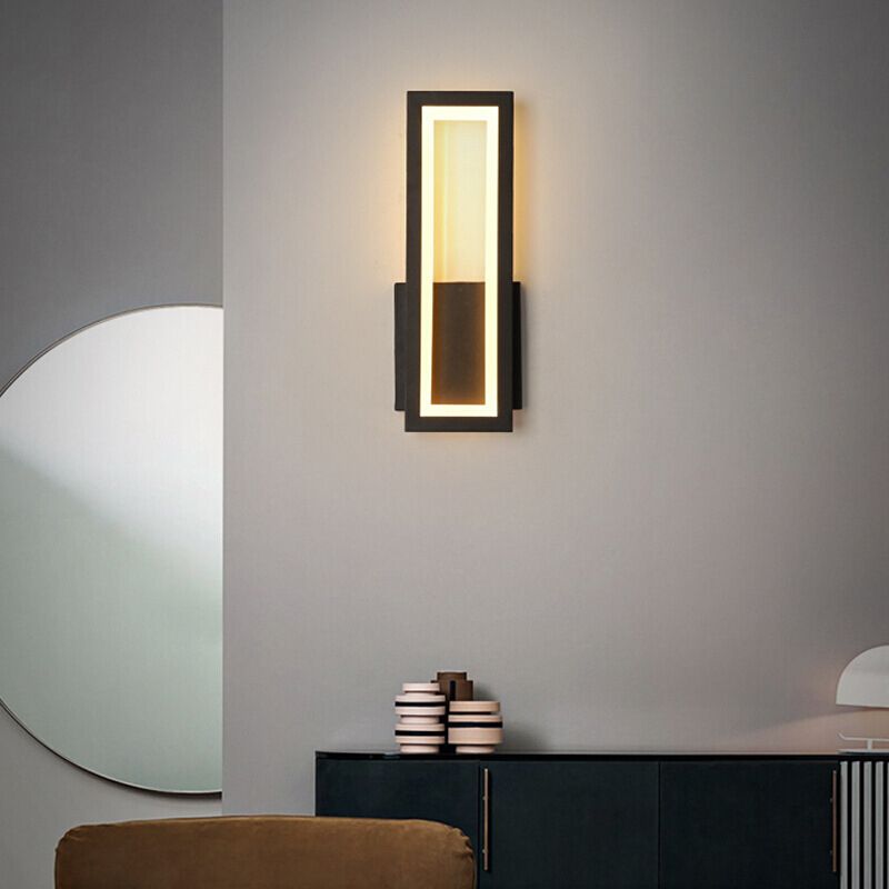 1 Light Rectangle Wall Mounted Lamps Modern Style Metal Wall Sconces
