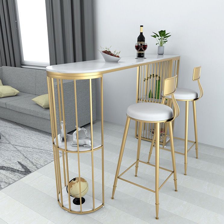 Specialty Pub Table Glam Bar Height Stone Top Bar Table for Living Room