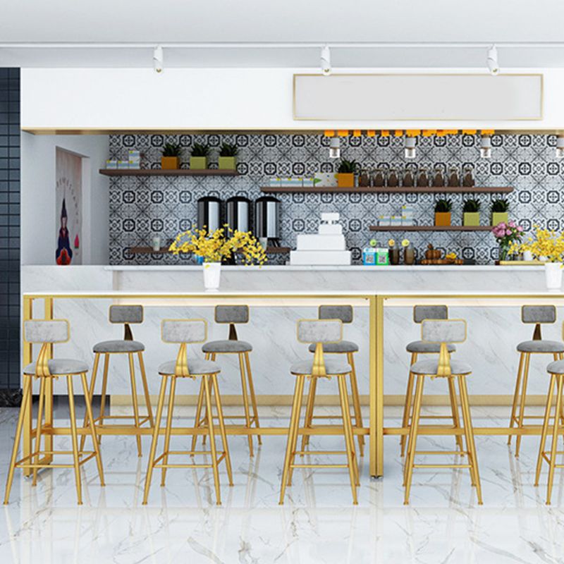 Glam Bar Height Table Faux Marble Top Bistro Bar Table with Trestle Base