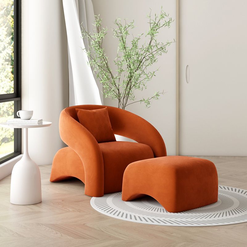 Contemporary Sloped Arms Chair Solid Color Pillow Back Chair