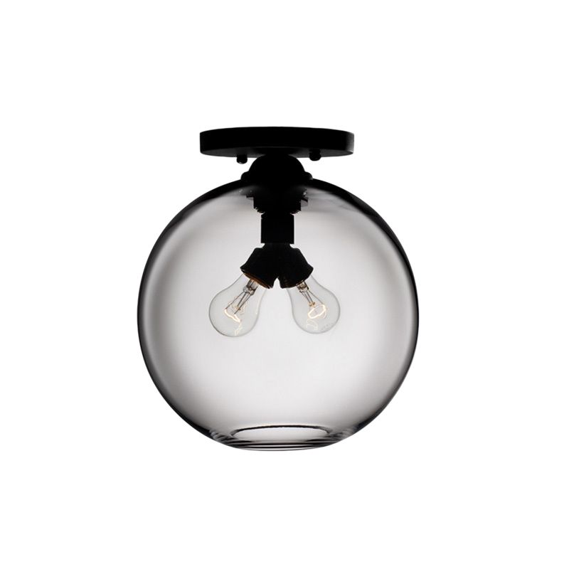 Globe Shade Semi Flush Salle à manger Rouge/Marron/Bleu Verre Style Industriel 1/2 Lumière Plafonnier Noir