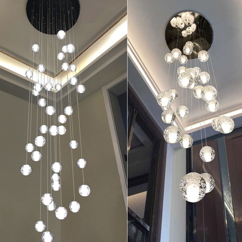 Ball Multi Ceiling Light Contemporary Stainless Steel Cluster Pendant Light with Hanging Cord for Restaurant