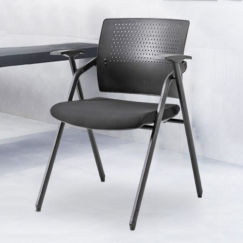 19" Wide Contemporary Desk Chair Black No Wheels Office Chair