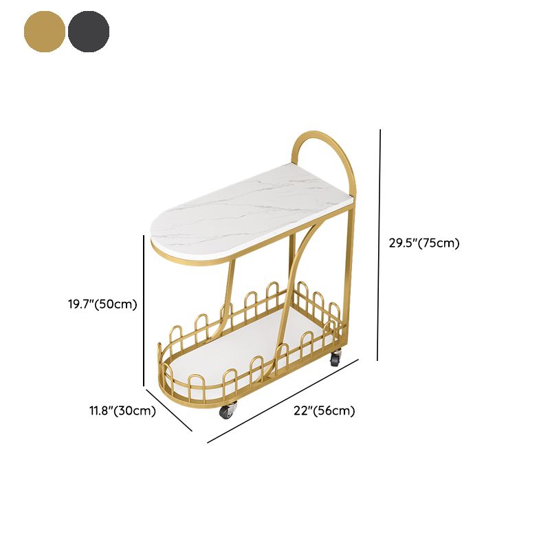 Contemporary Marble Top End Slide Table Geometric 4 Legs Side Table