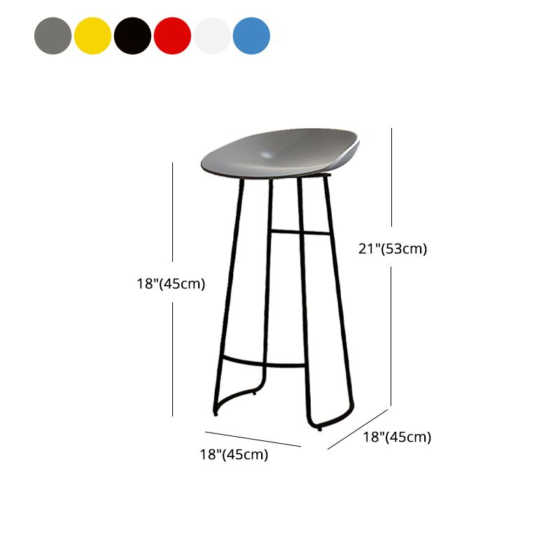 Modern Armless Backrest Counter Stool Iron Kitchen Bar Stool with Acrylic Seat